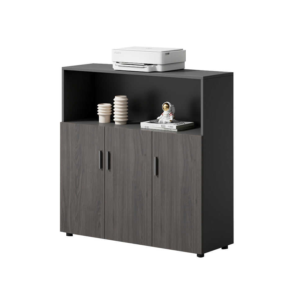 Modern Office Cabinet with Ample Storage, Wooden Floor-Standing Cabinet, Partitioned Storage, Quiet Hinges, and Sleek Aluminum Handles CWG-2174
