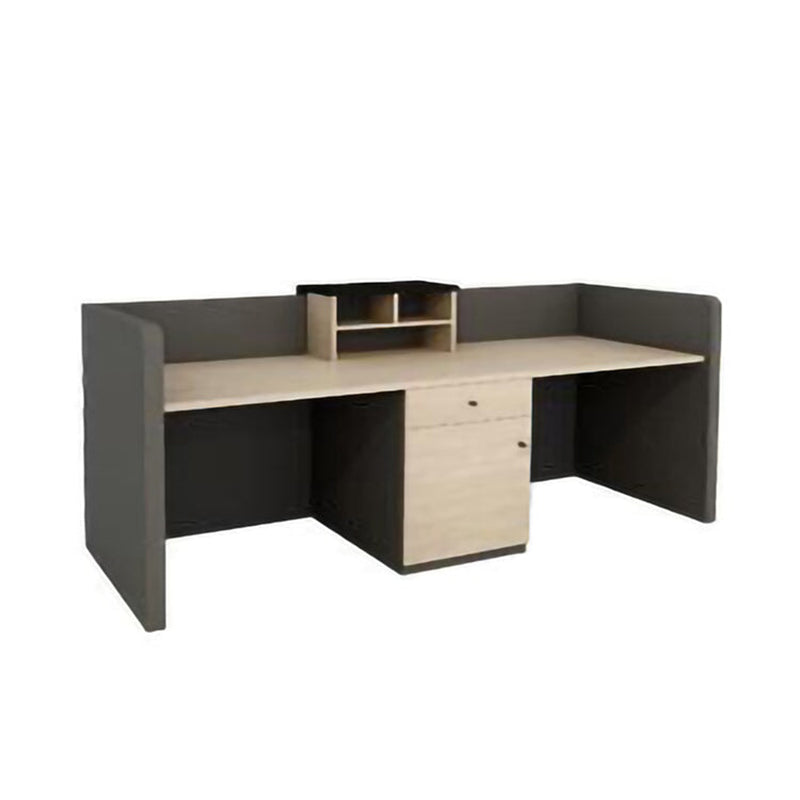 Rectangular Front Desk with Wiring Holes and Cabinet for Office and Salon JDT-1099