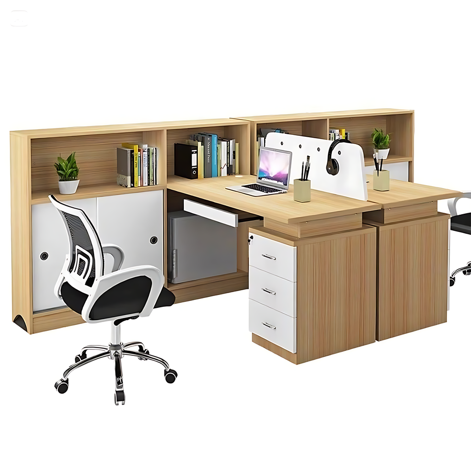 Modern Office Desk and Chair Set for Six with Partition Dividers BGZ-013