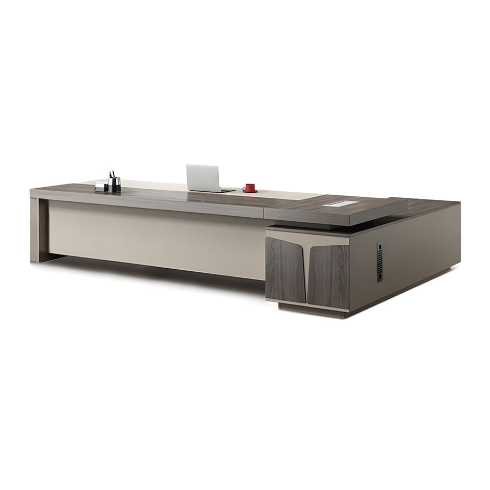 Modern Graceful Executive Desk and Chair Set with Cabinet LBZ-10155