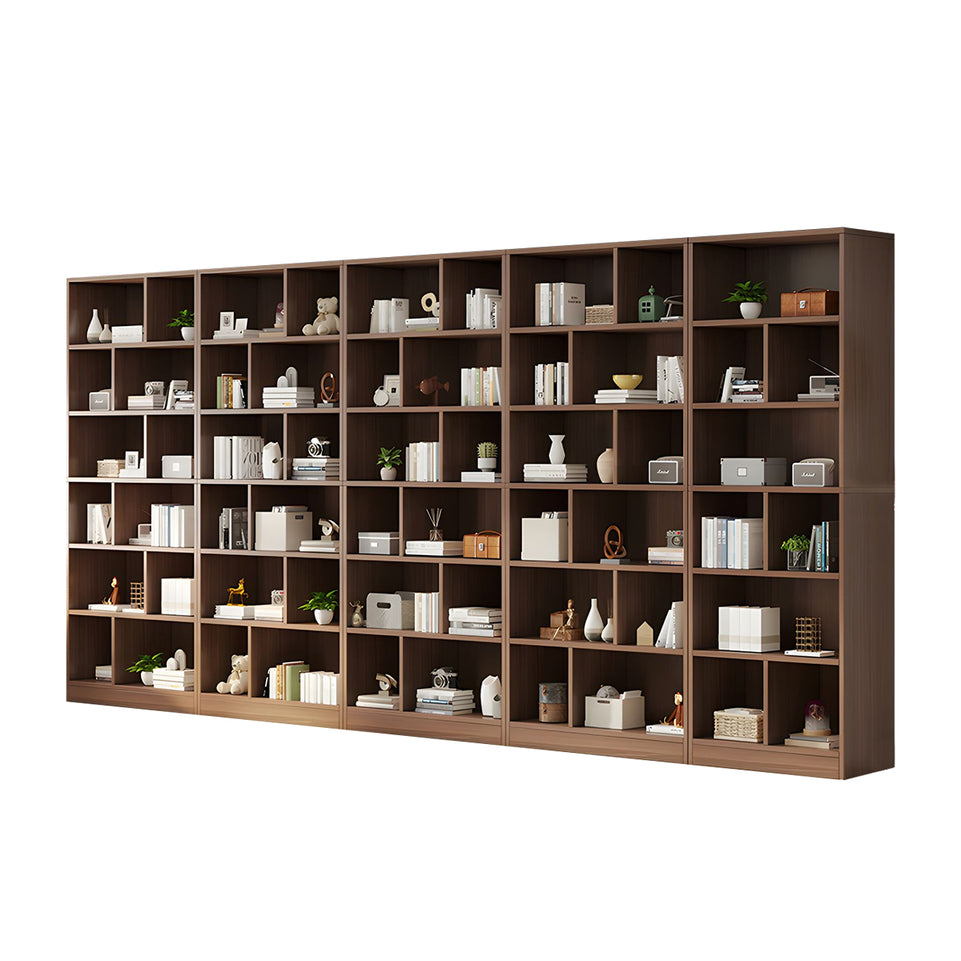 Spacious Floor-to-Ceiling Solid Wood Bookcase with Adjustable Shelves, Eco-Friendly Wood Cabinet for Home or Office CWG-2177