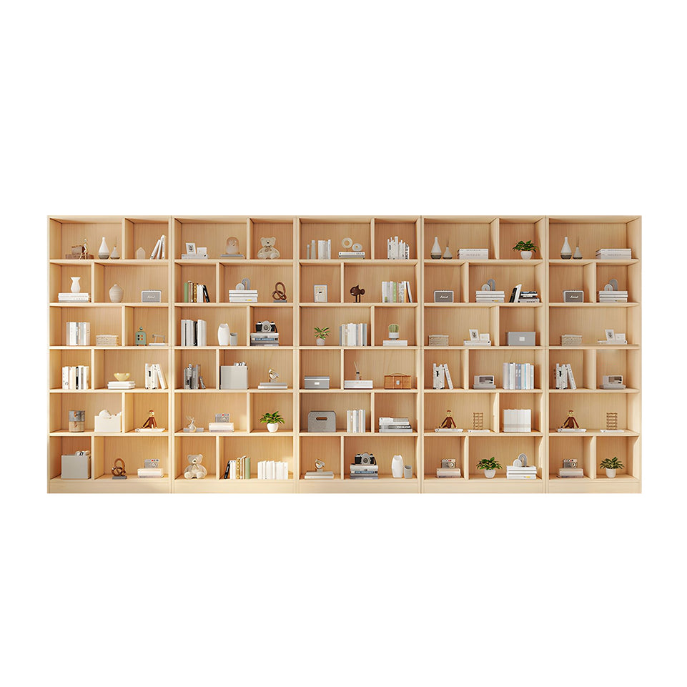 Spacious Floor-to-Ceiling Solid Wood Bookcase with Adjustable Shelves, Eco-Friendly Wood Cabinet for Home or Office CWG-2177