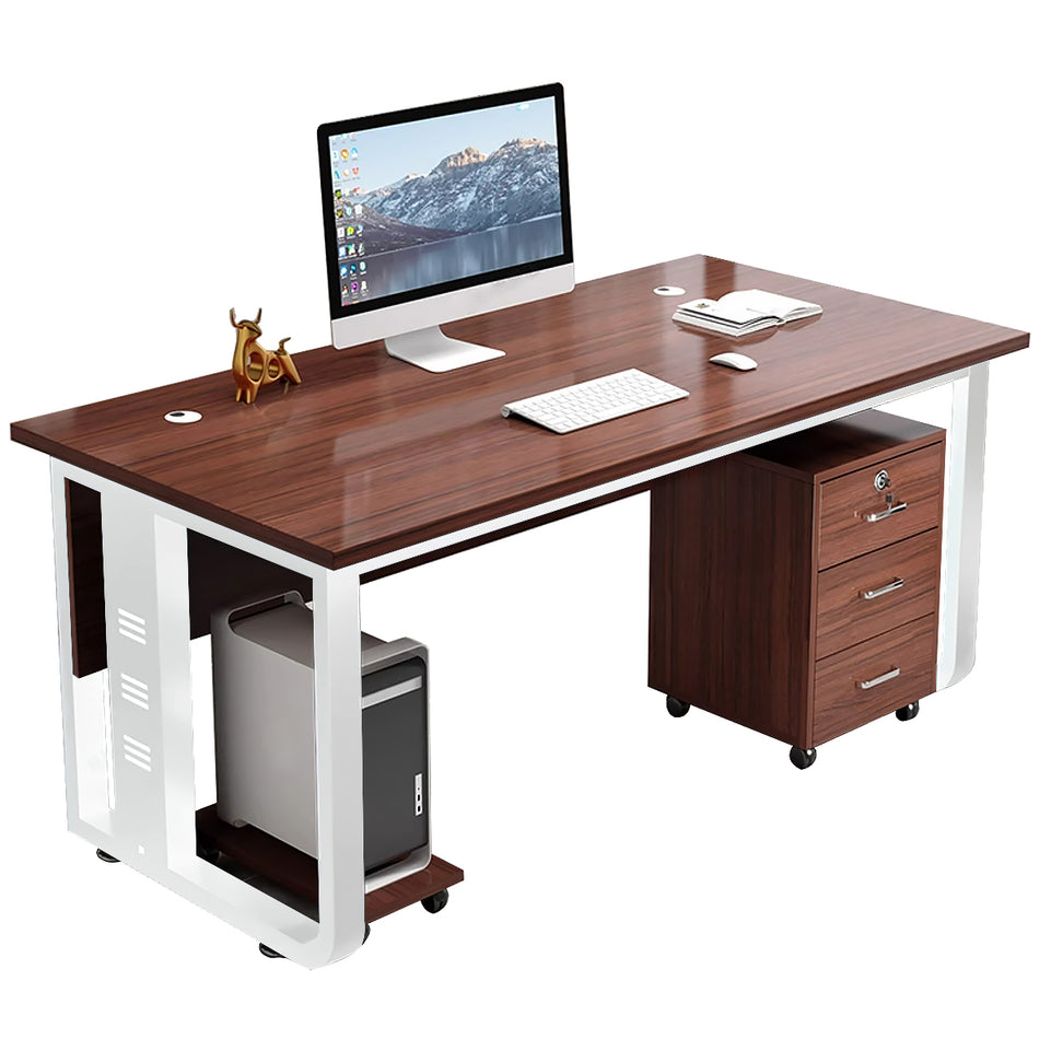 Office desk simple modern computer Boss Desk With Chest Of Drawers LBZ-10142