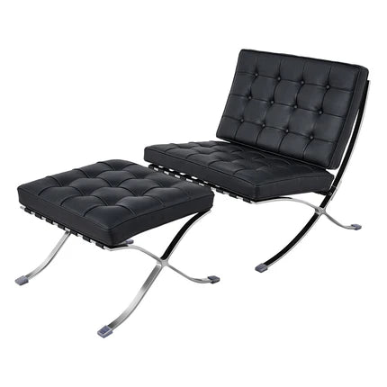 Modern Foldable Leather Accent Chair with X-Shaped Stainless Steel Frame BS801(In Stock)
