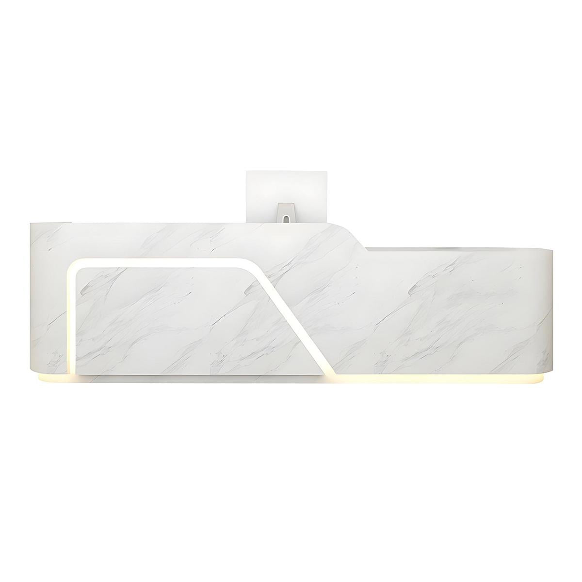 Corner Arc-Edge Straight Minimalist Reception Desk With Keyboard Tray, Cabinets, And Drawers For Hotels JDT-1074