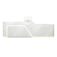 Corner Arc-Edge Straight Minimalist Reception Desk With Keyboard Tray, Cabinets, And Drawers For Hotels JDT-1074