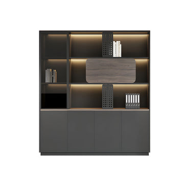 Modern Executive Desk 63-157 in Wide with Modular, Curved & LED Lighting for Home Office