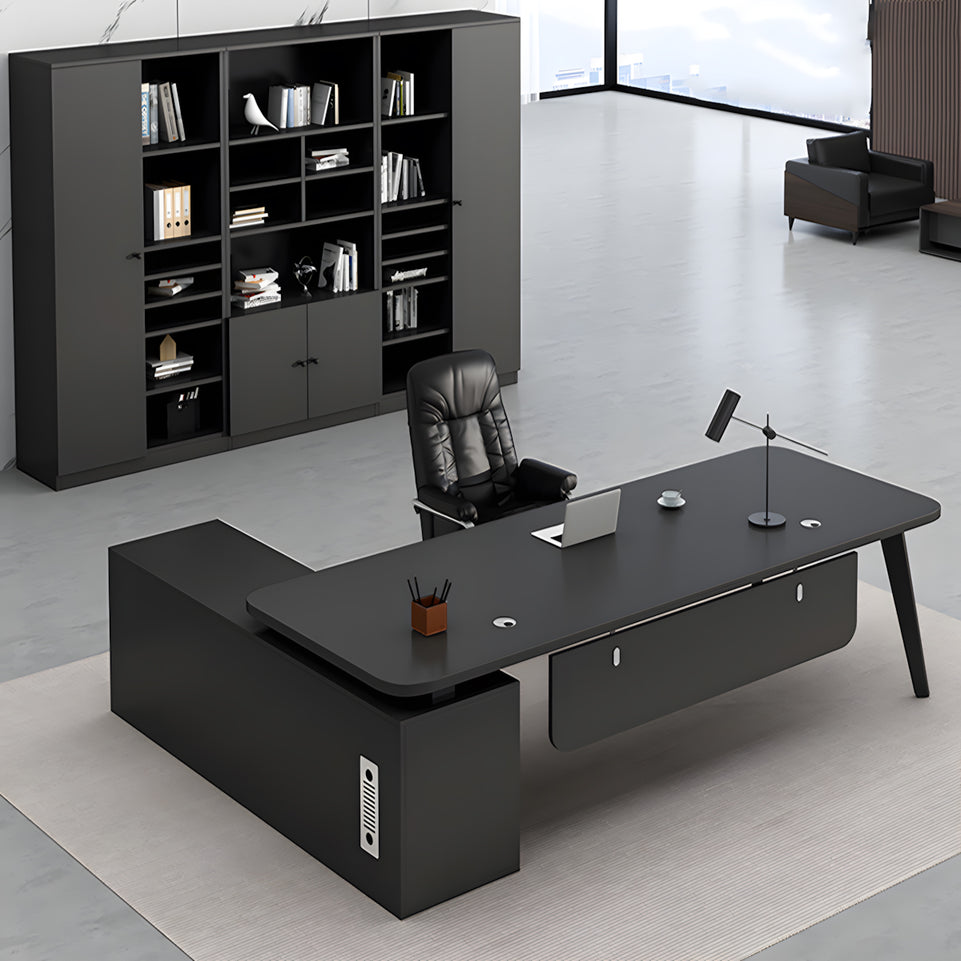 Office Executive Desk With curtain board with wiring hole Steel Leg Adjuster Foot LBZ-1078