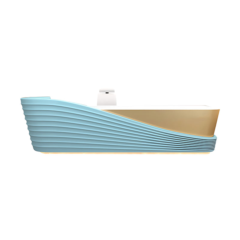 Boat-Shaped Stainless Steel Straight Reception Desk with Large Storage for Hair Salons JDT-109