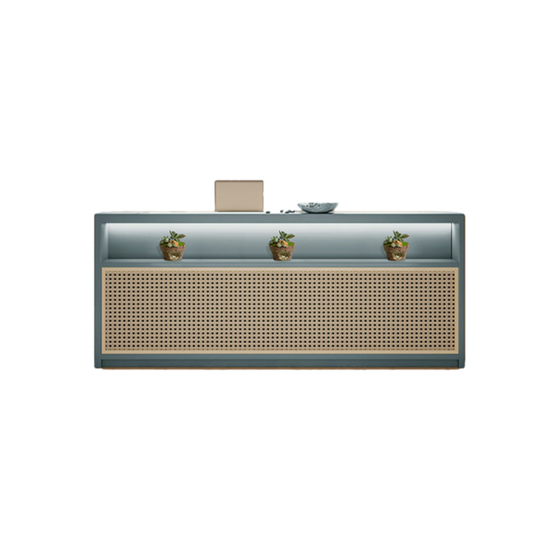 Rattan Front Desk with Display Window and Custom Logo for Reception JDT-10162