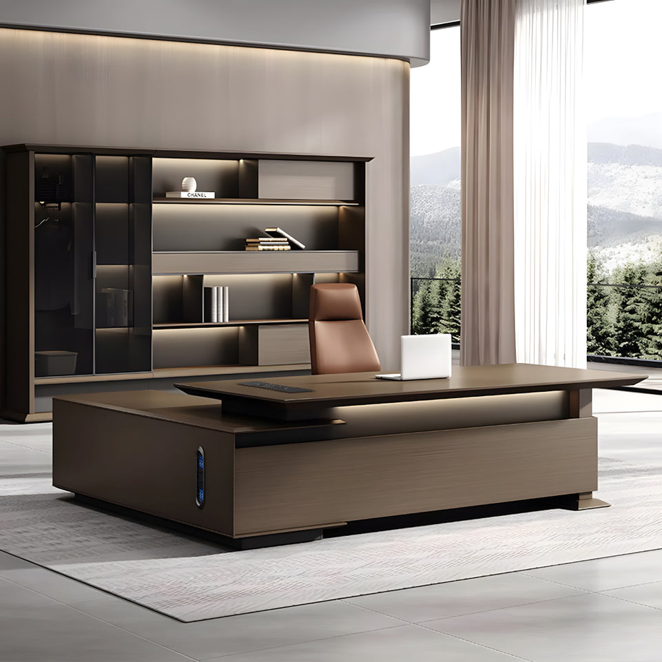 L-Shaped Executive Desk 79-150 in Wide with Lockable for Home Office