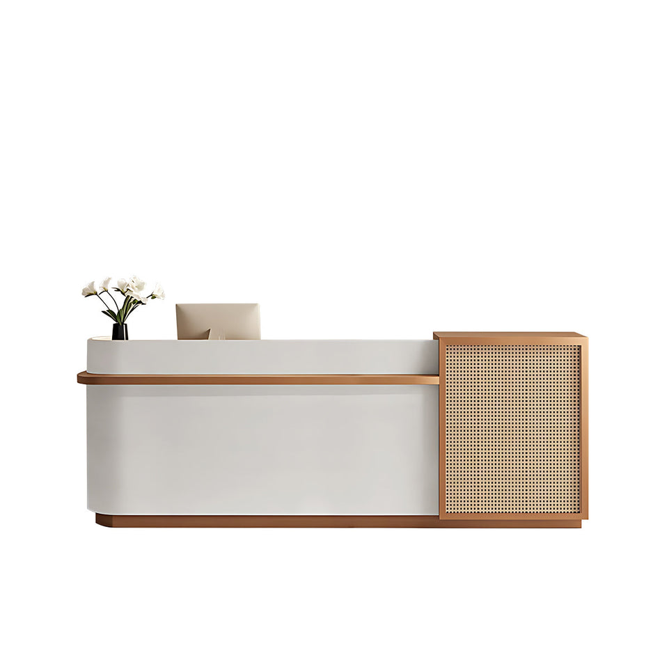 Natural Rattan Reception Desk Modern Office Furniture Storage Drawers JDT-2294