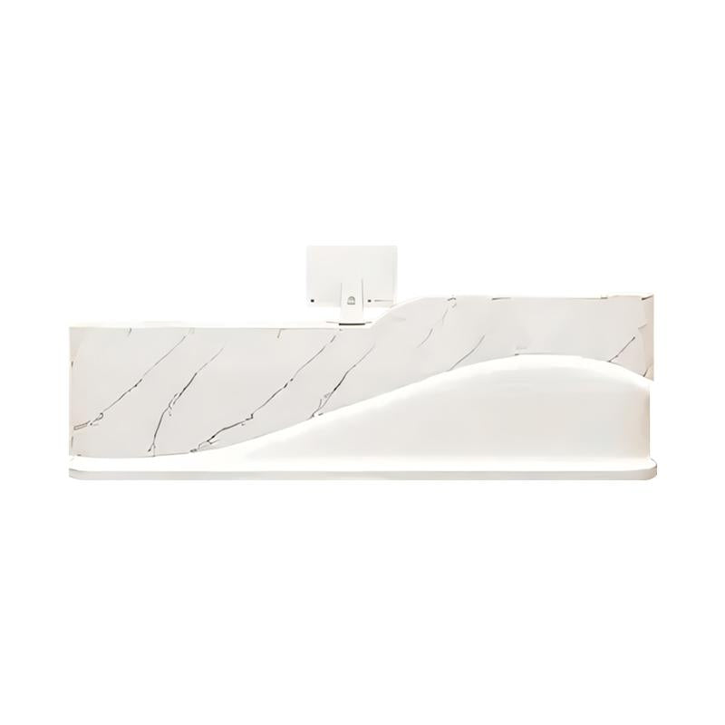 Arc-Edge Straight Reception Desk with Keyboard Tray, Cabinets, and Drawers for Salons JDT-1056