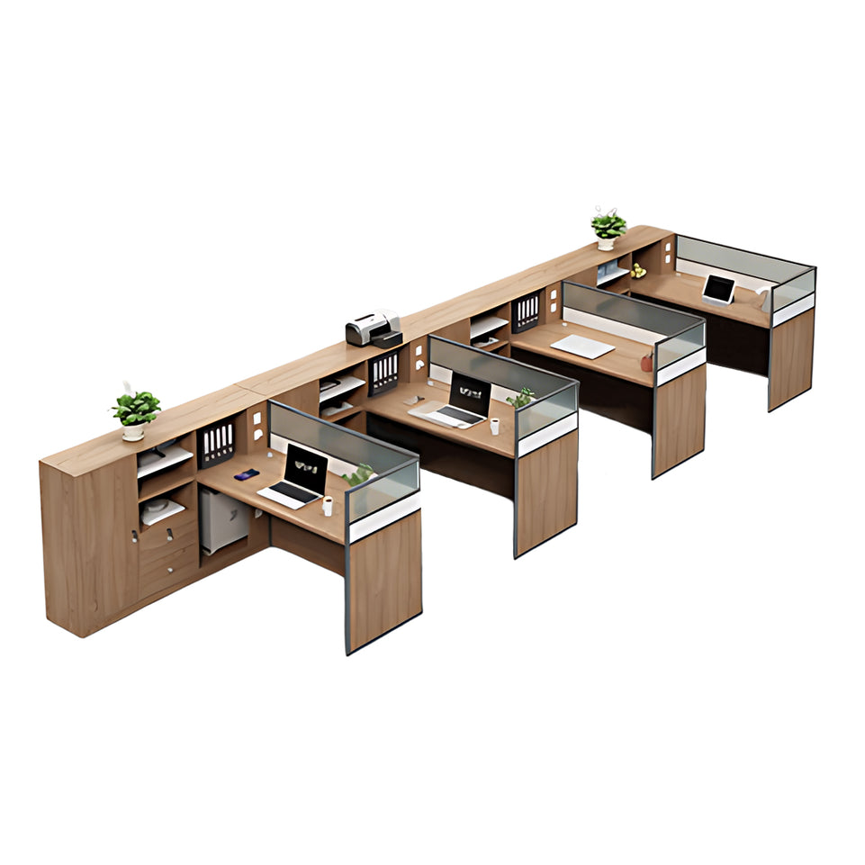 Modern Office Desk with Cable Management, Lockable & File Drawers for Home Office