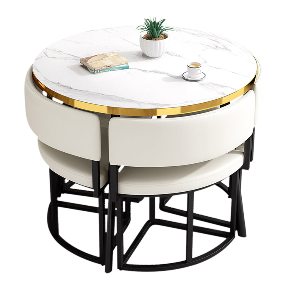 Modern Office Reception Round Table with 4 Backrest Chairs JDZH-2019