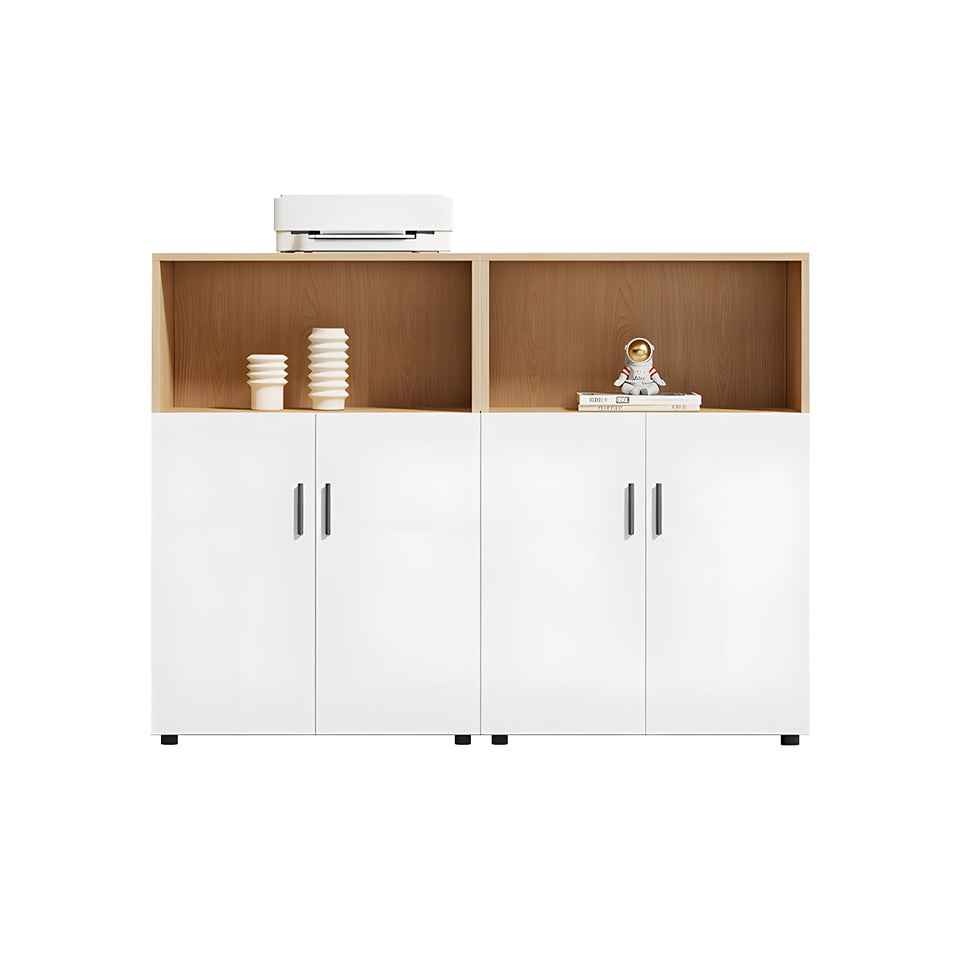 Modern Office Cabinet with Ample Storage, Wooden Floor-Standing Cabinet, Partitioned Storage, Quiet Hinges, and Sleek Aluminum Handles CWG-2174