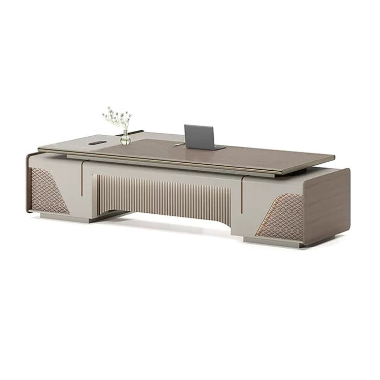 Modern and Luxurious Executive Desk with Aluminum Alloy Edges and  High Capacity Side Cabinet LBZ-10168
