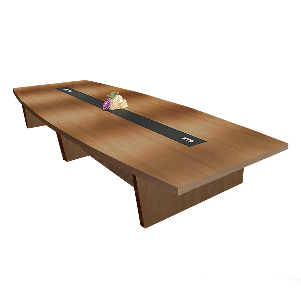 Modern Boat-Shaped Conference Table with Cable Management Ports HYZ-2034 (In Stock)