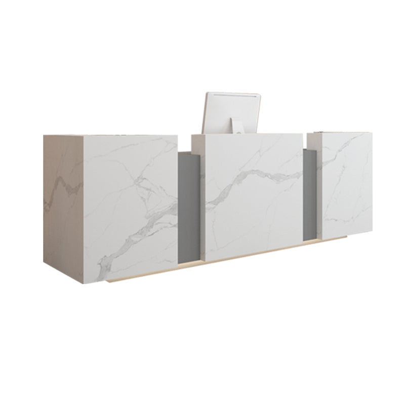 Modern and Luxurious Reception Desk for Educational Training Centers and Beauty Salons with Marble Pattern JDT-10153
