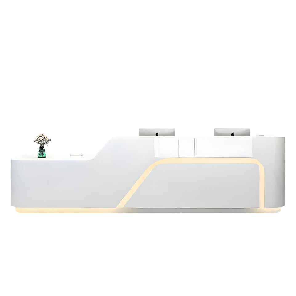 Modern Straight Front Desk with LED Lights and Cabinet for Boutiques JDT-1050