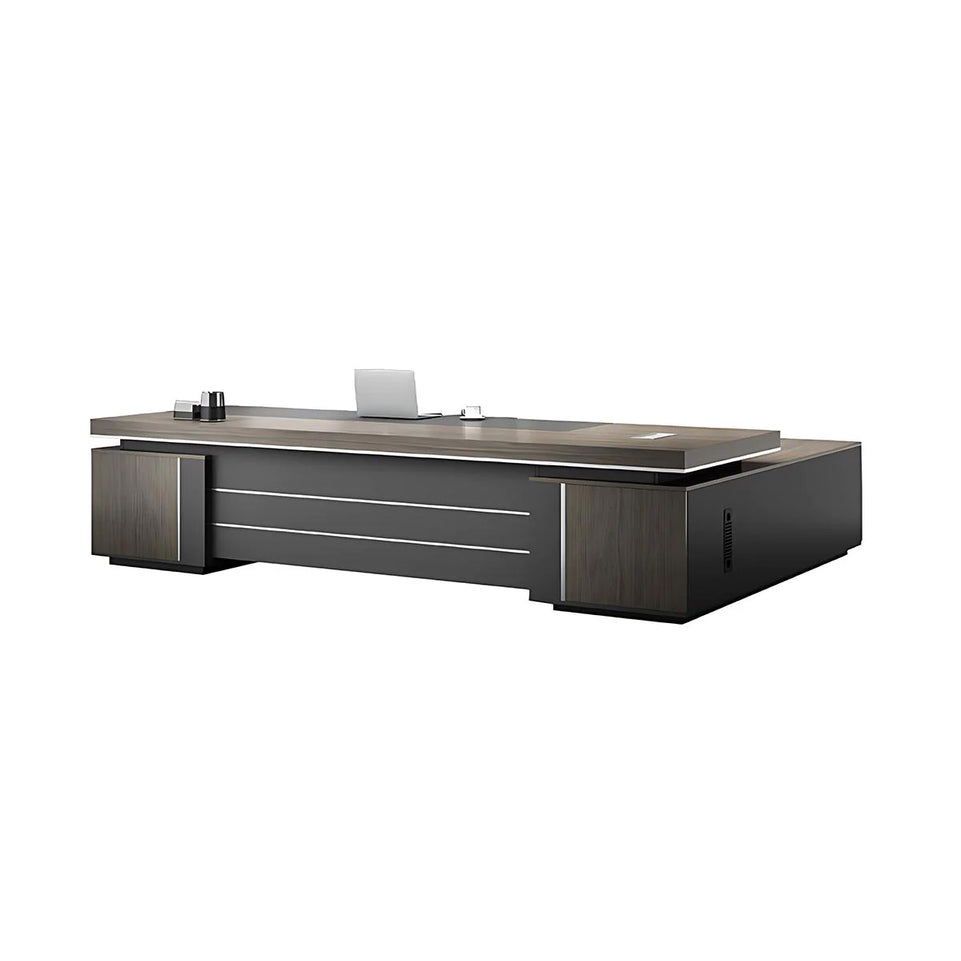 Modern L-Shaped Executive Office Desk with Side Storage Cabinet for Manager LBZ-605