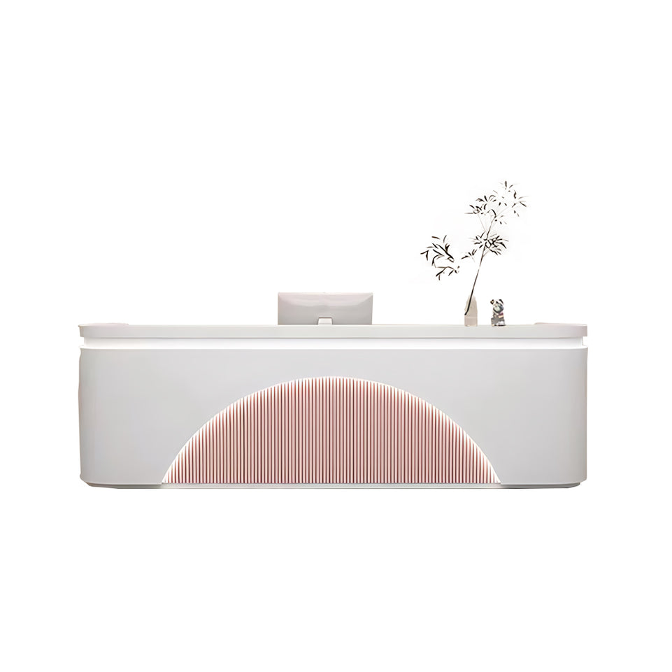 Striped Design Straight Reception Desk with Large Storage and LED Lights for Clothing Stores JDT-1036