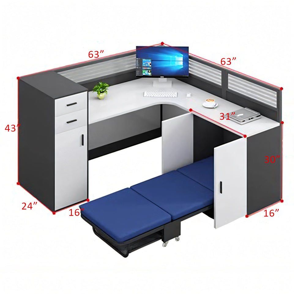 Versatile Workstation with Foldable Napping Bed – Modern Office Desk and Chair Combo BGZ-K001