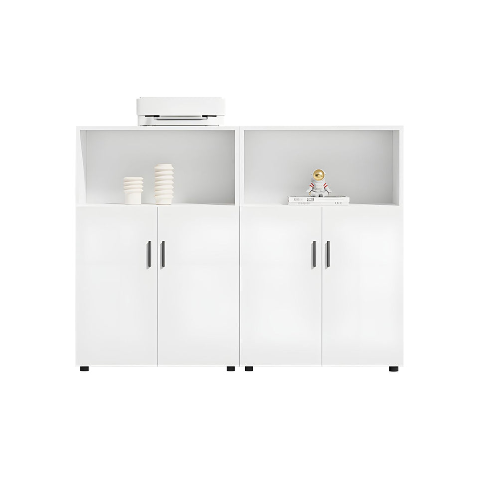 Modern Office Cabinet with Ample Storage, Wooden Floor-Standing Cabinet, Partitioned Storage, Quiet Hinges, and Sleek Aluminum Handles CWG-2174