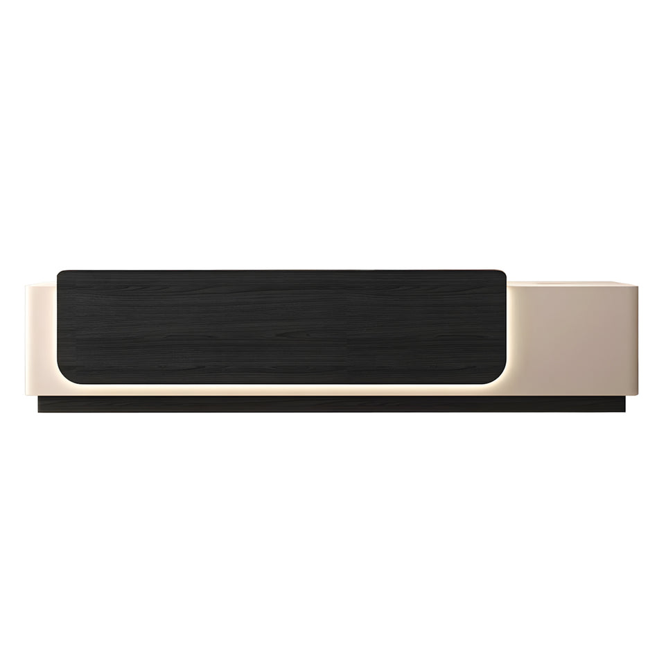 Retail Reception Desk 63-157 in Wide with File Drawers, LED Lighting & Transaction Counter