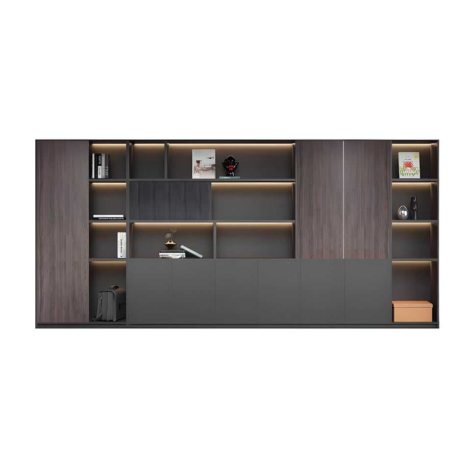 Premium Executive Office Wooden Cabinet with Shelves, Lockable Compartments, and Sliding Doors for Workplace Organization WJG-2182