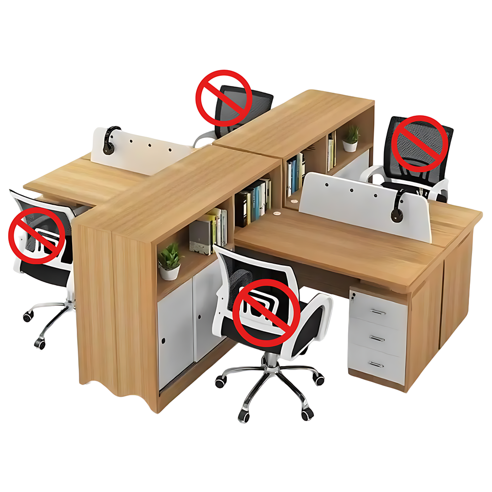 Modern Office Desk and Chair Set for Six with Partition Dividers BGZ-013