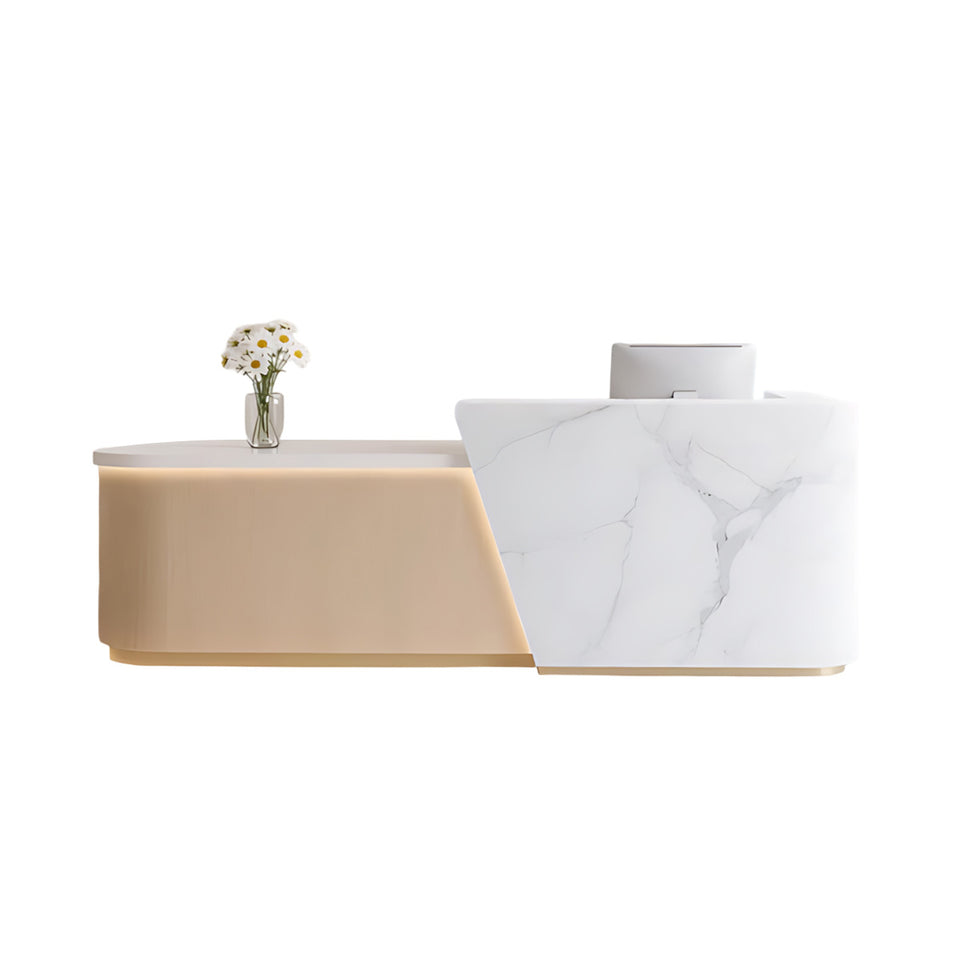 Elegant Reception Desk with LED Lighting & Spacious Storage for Offices & Salons JDT-2356