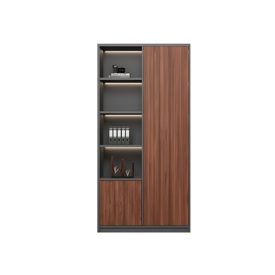 Contemporary Executive Spacious Wooden Office File Cabinet with Hidden Storage and Press-to-Open Doors WJG-2179