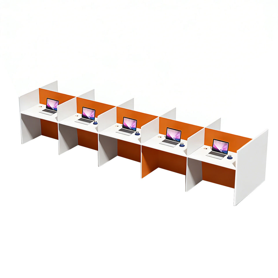 Modern Staff Office Desk with Privacy Dividers and Individual CPU Compartments BGZ-2099