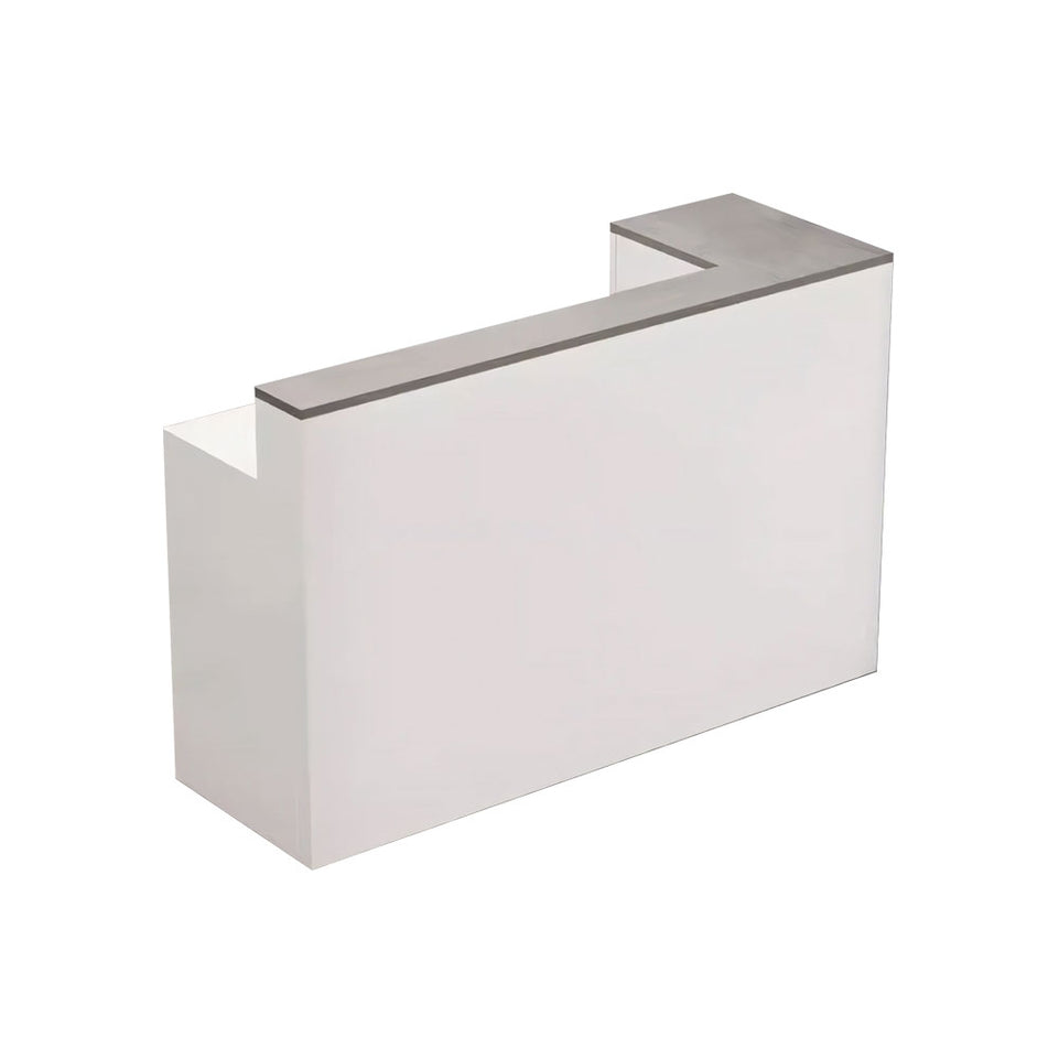 L-Shaped Corner Straight Compact Reception Desk with Keyboard Tray and Drawer for Stores and Salons JDT-1048