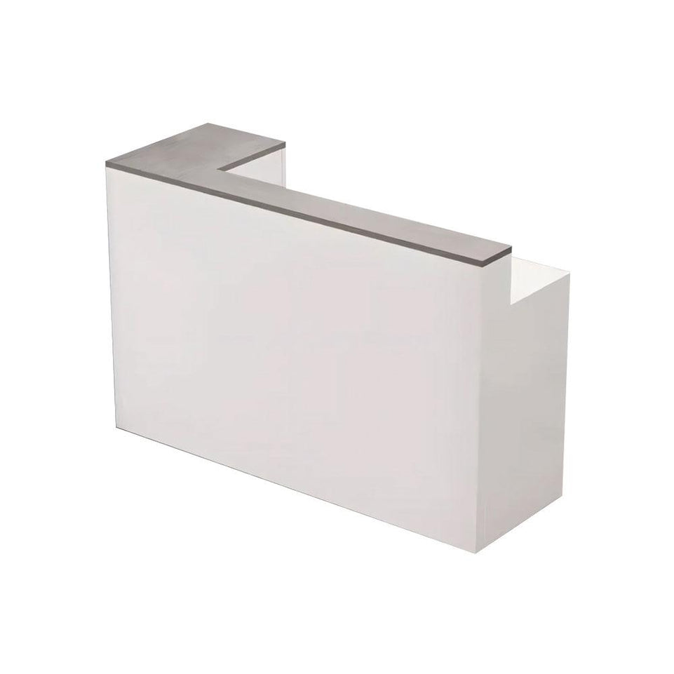 L-Shaped Corner Straight Compact Reception Desk with Keyboard Tray and Drawer for Stores and Salons JDT-1048