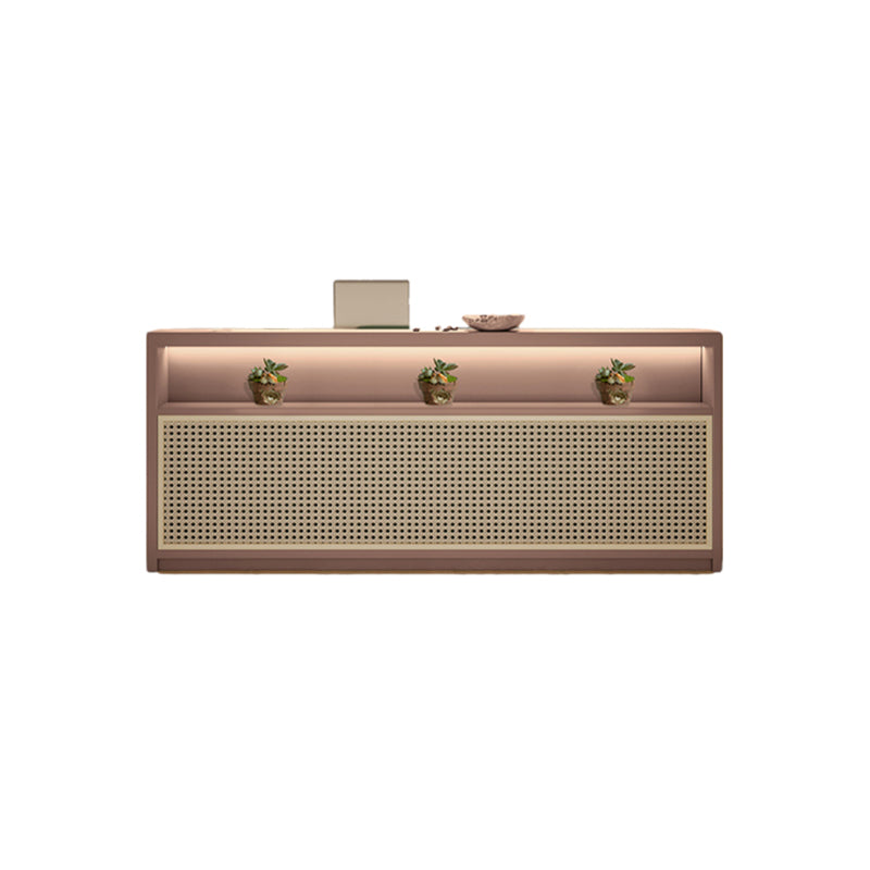 Rattan Front Desk with Display Window and Custom Logo for Reception JDT-10162