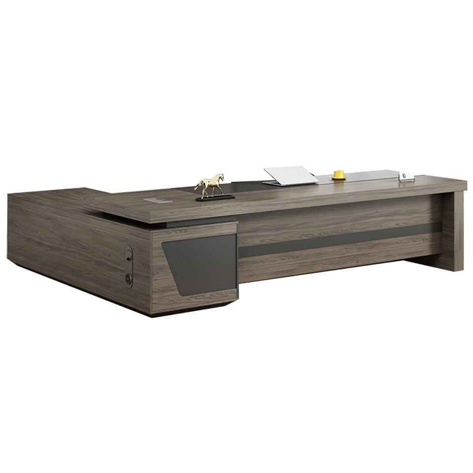 Modern L-Shaped Executive Desk with Drawers and Cabinet LBZ-2091
