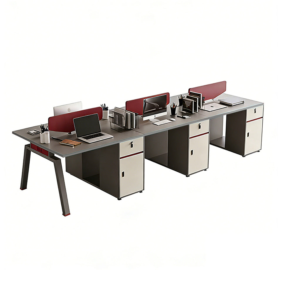 Office Desk, Six-person seat West Coast Stock, L142" x W47" x H30", for executive office workspace, modern executive office furniture