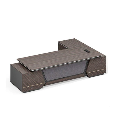 Luxury Walnut Color Executive Desk with Dial Lock Desk with Side Cabinet Customizable LBZ-1090