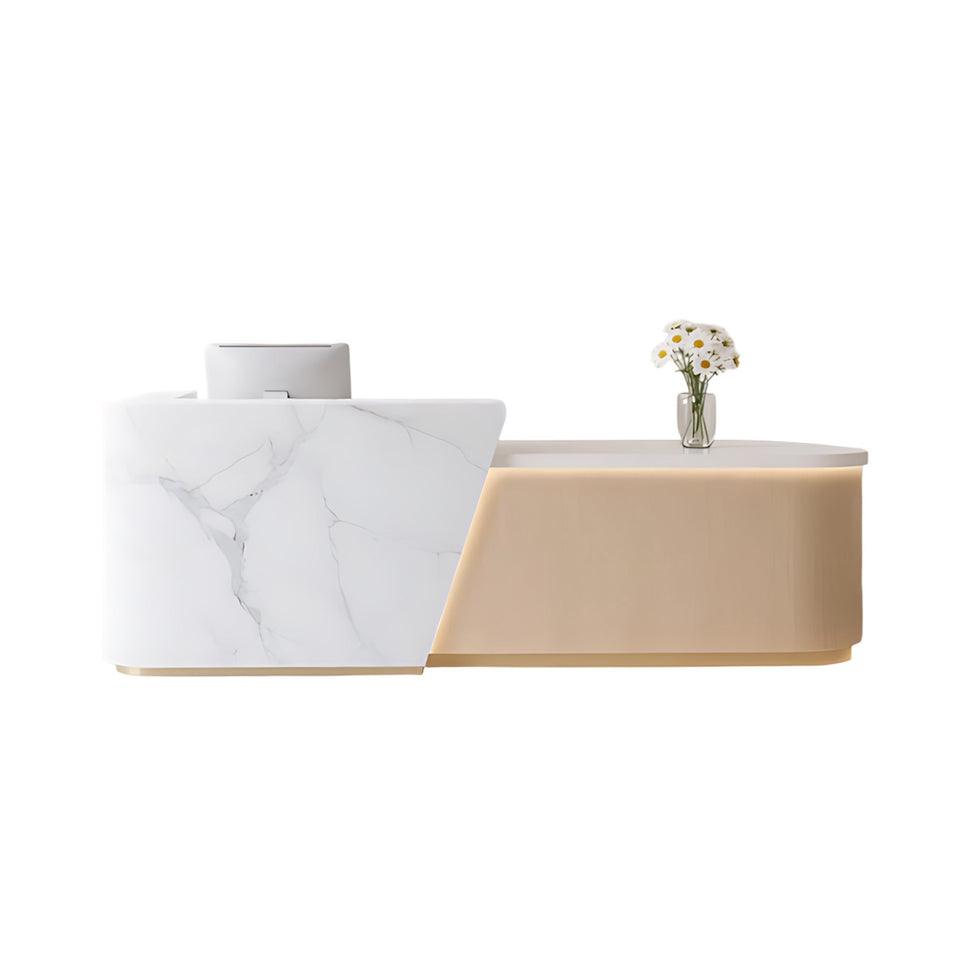 Elegant Reception Desk with LED Lighting & Spacious Storage for Offices & Salons JDT-2356
