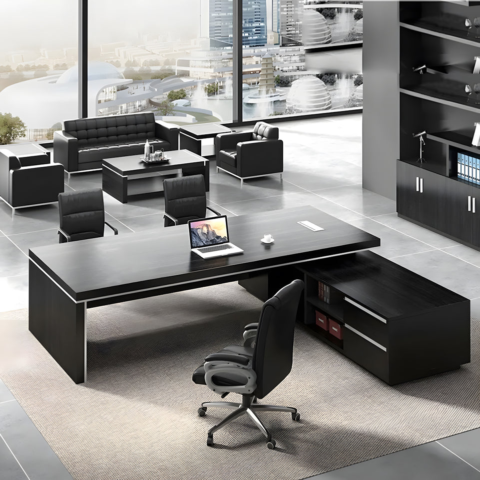 Modern Minimalist Executive Office Desk and Chair Combination with Cabinet LBZ-10158