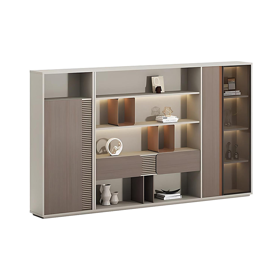 Modern and Luxurious Executive Desk with Aluminum Alloy Edges and High Capacity Side Cabinet LBZ-10168