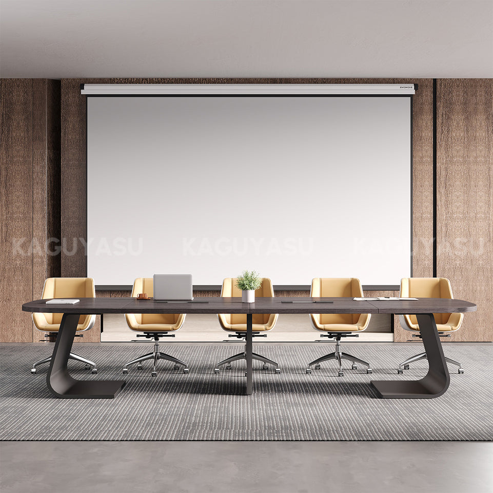 Executive Conference Table with Built-In Power Hub and Sculpted Stable Legs