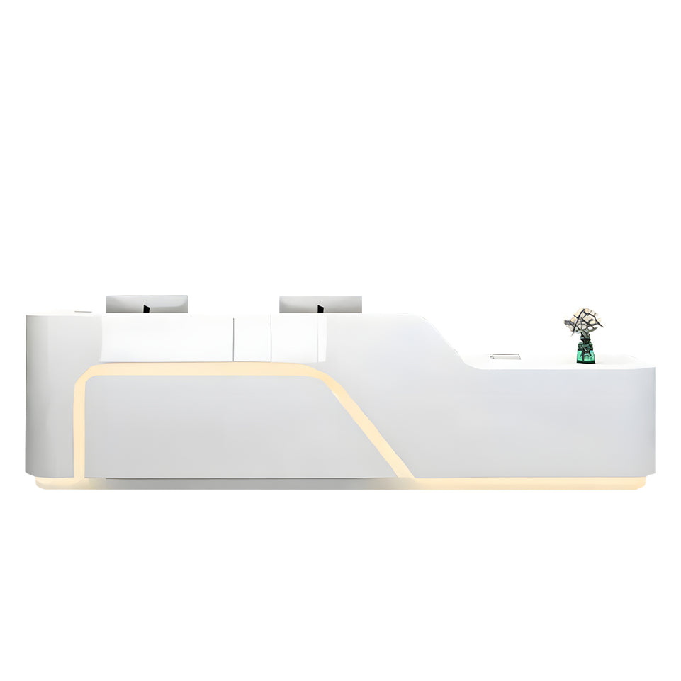 Modern Straight Front Desk with LED Lights and Cabinet for Boutiques JDT-1050