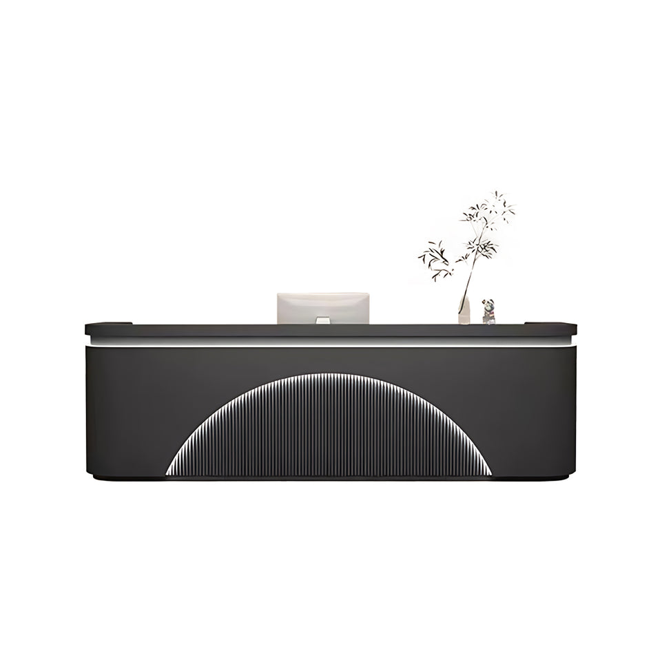 Striped Design Straight Reception Desk with Large Storage and LED Lights for Clothing Stores JDT-1036