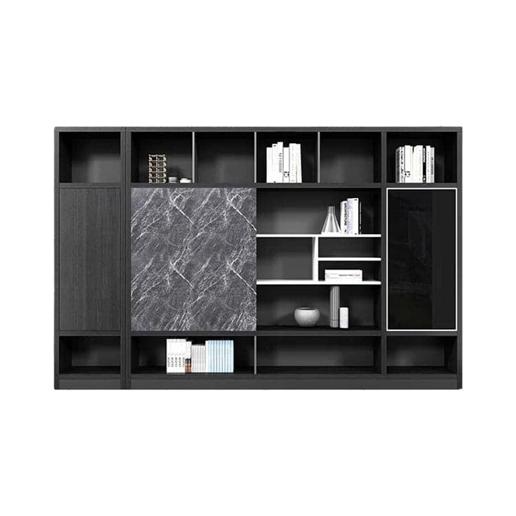 Luxury Black Marble Texture Executive Desk Computer Desk with Side Cabinet Wiring Holes L-Shape Corner Desk LBZ-1074