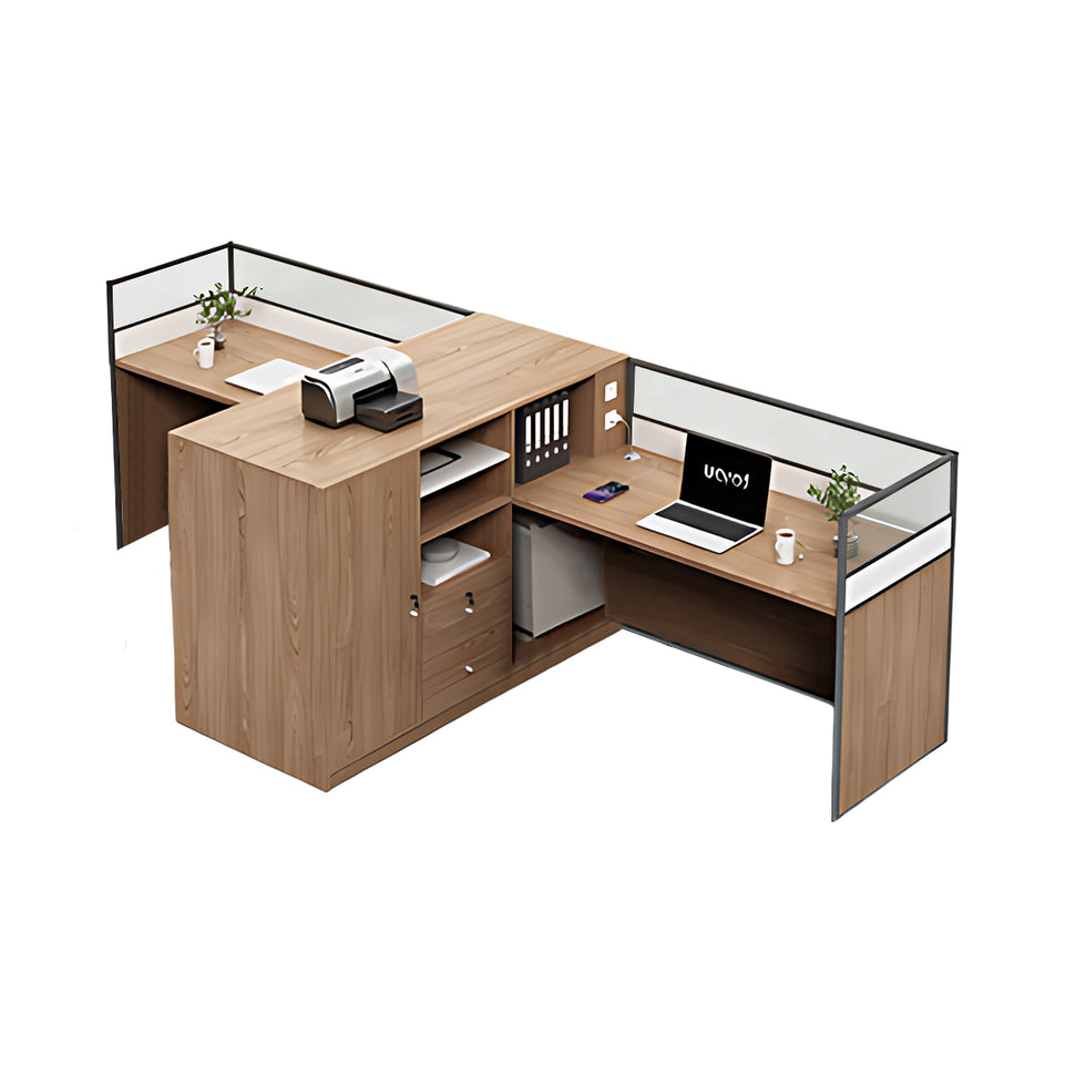 Modern Office Desk with Cable Management, Lockable & File Drawers for Home Office