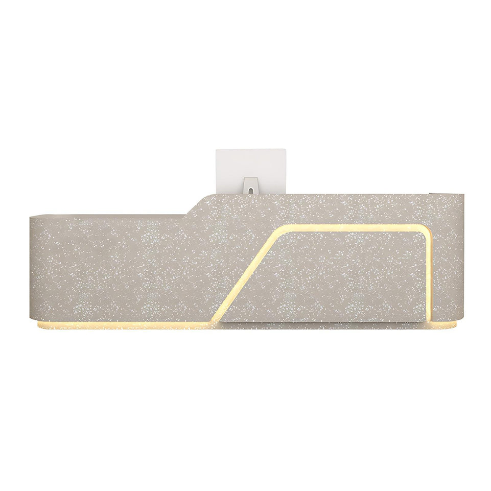 Corner Arc-Edge Straight Minimalist Reception Desk With Keyboard Tray, Cabinets, And Drawers For Hotels JDT-1074