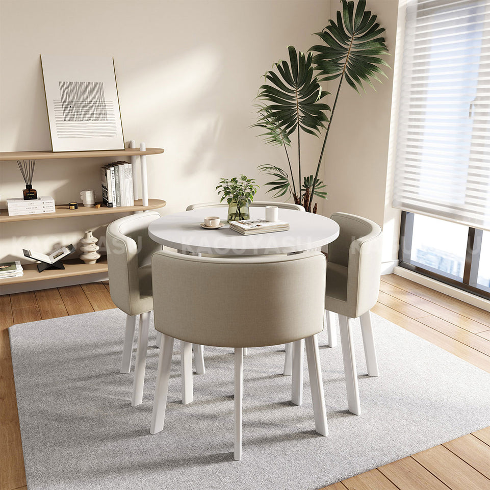 Compact Round Reception Table Set for 4 People with Durable Structure, High-density Foam Seating, Ergonomic Backrest for Office Spaces(In Stock)